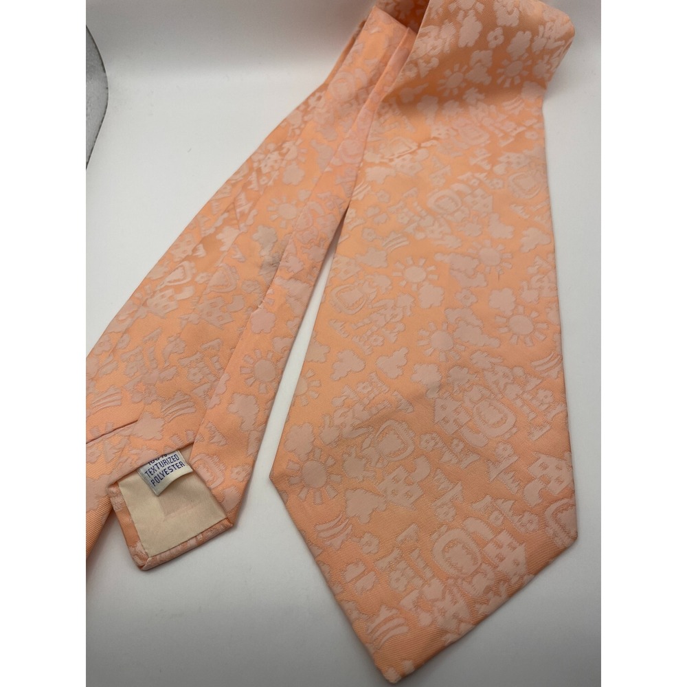 Vintage Connoisseur Collection Peach Sun Cloud Jacquard Polyester Wide Necktie